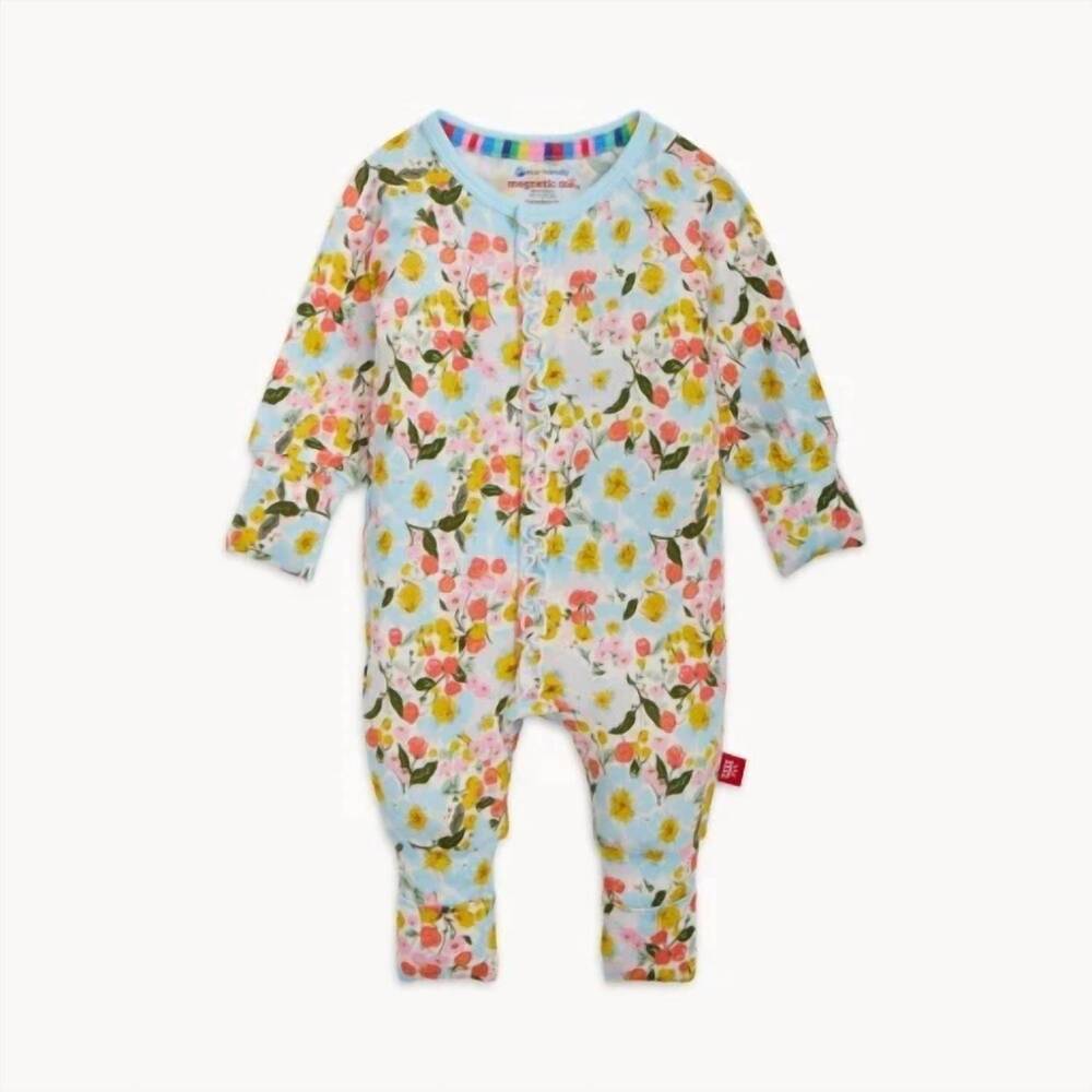 NEW MAGNETIC ME kids' seraphina magnetic ruffle convertible romper in serap